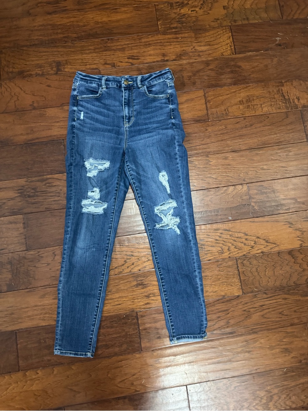 American Eagle Outfitters Skinny Distressed Jeans - Dark Blue
